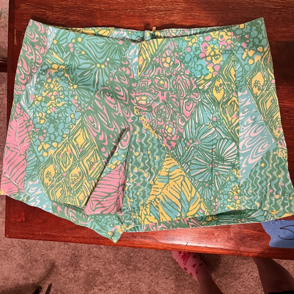 Lilly Pulitzer High Waist Shorts in Green, Pink, and Yellow